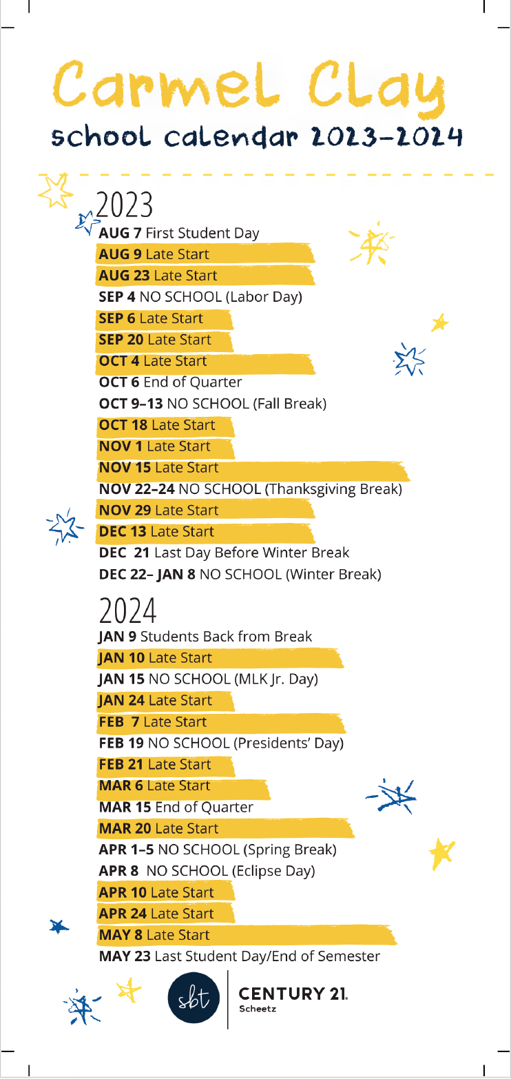 Carmel Clay Schools 20232024 Calendar Stacy Barry Team